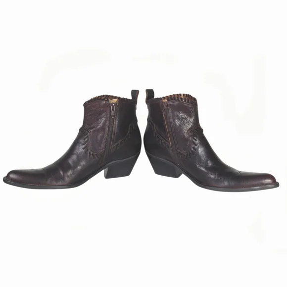 GIANNI BINI Leather Dandy Brown Western Style Booties size 7 - Picture 6 of 13